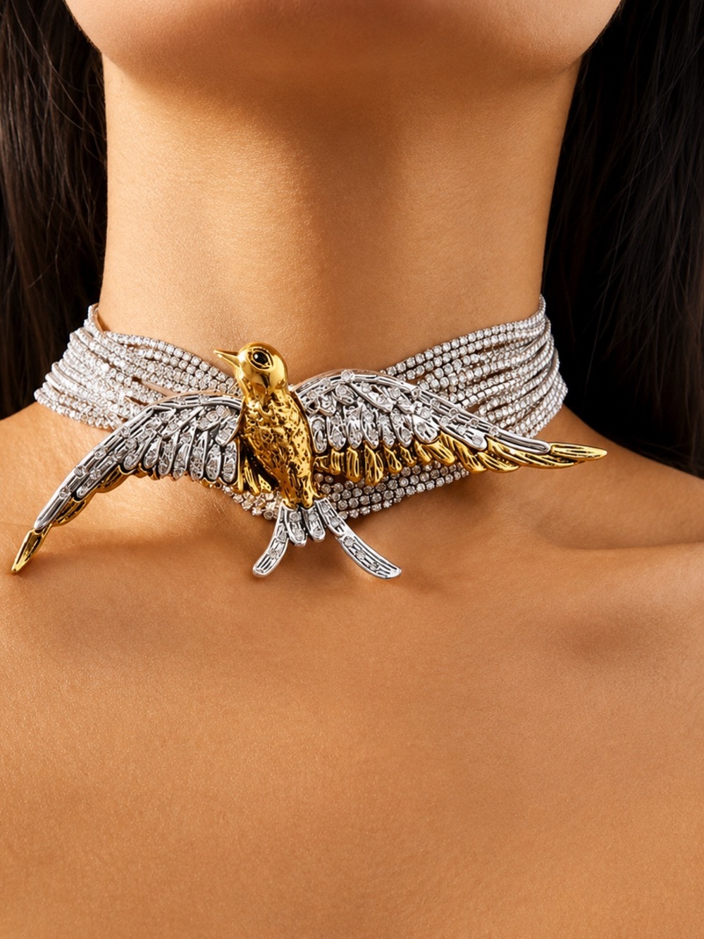 Luxury Bird Statement Choker Necklace - Picture 1 of 7